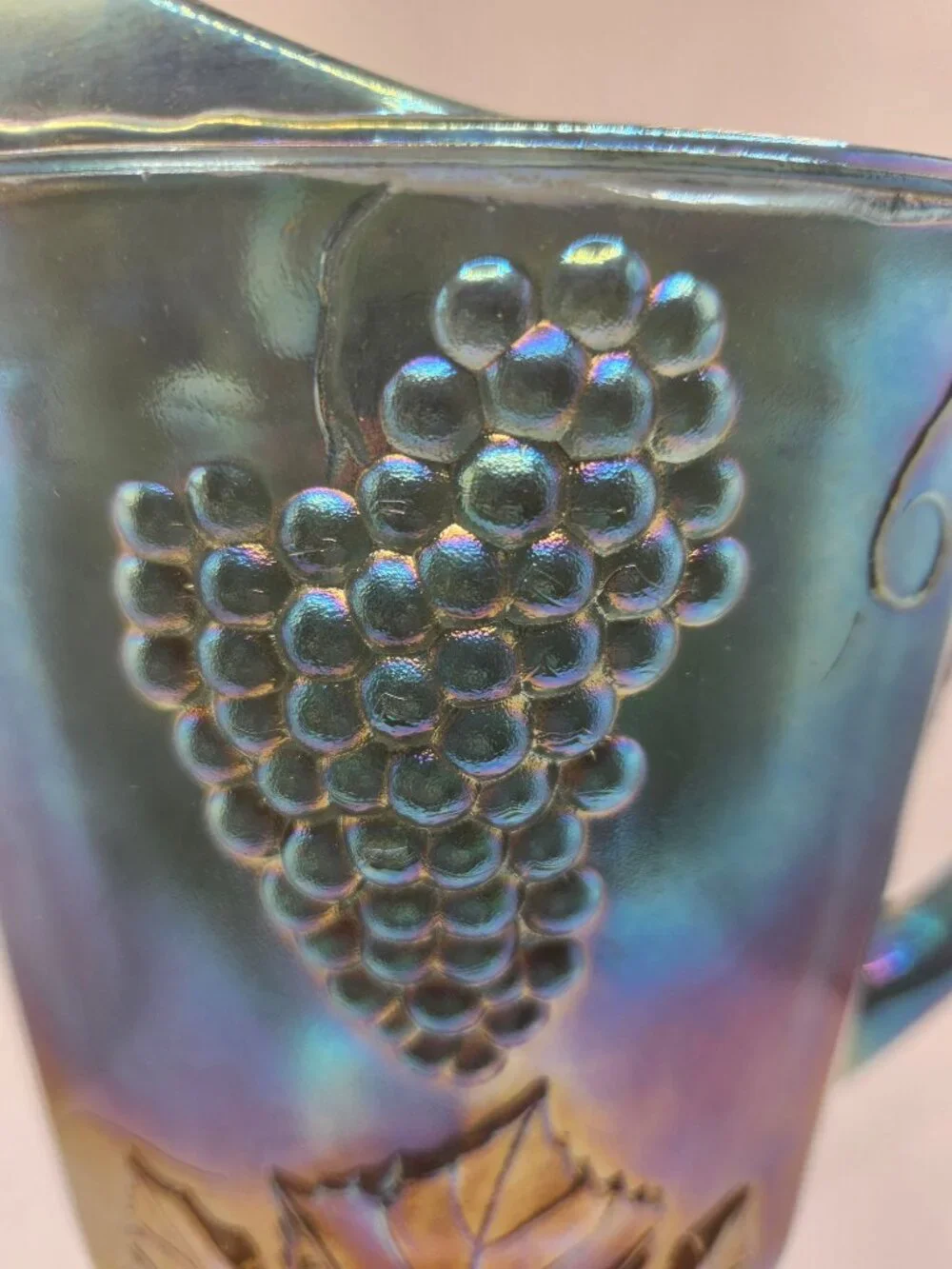 Vintage Indiana Glass Blue Carnival Glass Pitcher